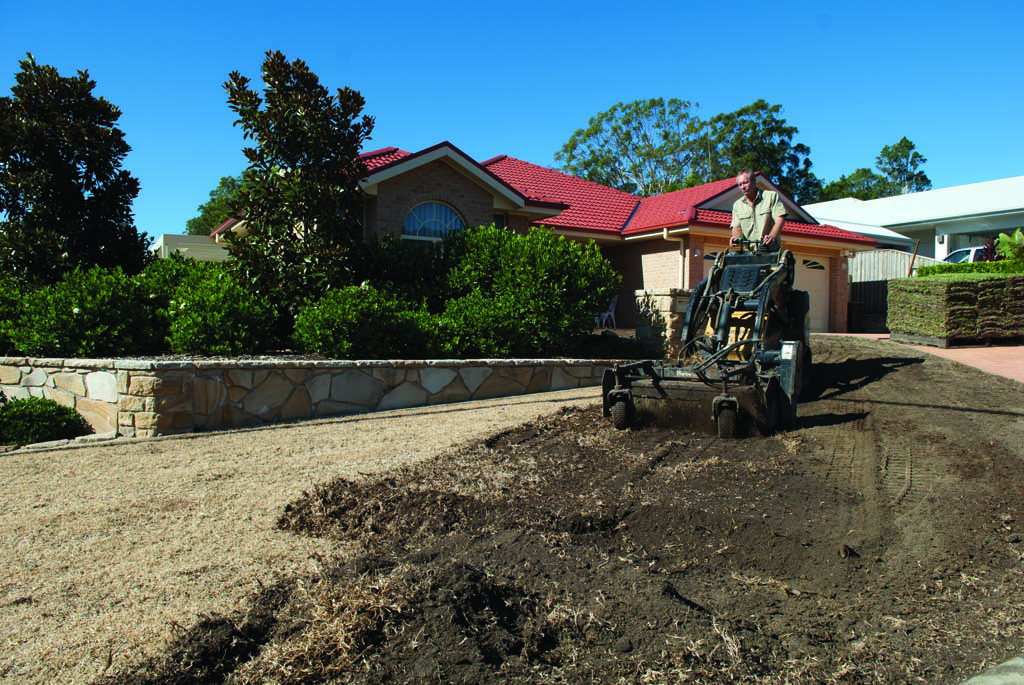 Rotary Hoe Area Prepare for new lawn 